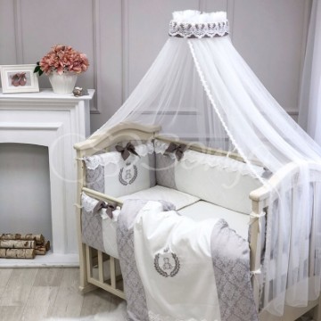 Lenjerie Patut Bebe Copii 8 piese DeLux Coffe